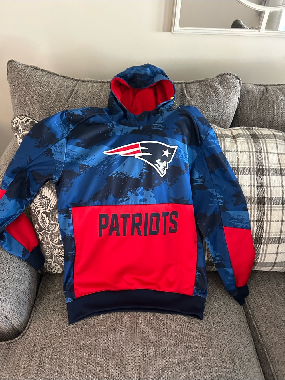 NFL New England Patriots Blue & Red Crewneck Sweater